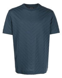 Мужская темно-синяя футболка с круглым вырезом с узором зигзаг от Emporio Armani
