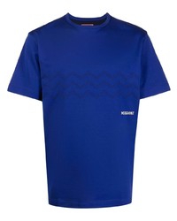 Мужская темно-синяя футболка с круглым вырезом с узором зигзаг от Missoni