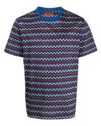 Мужская темно-синяя футболка с круглым вырезом с узором зигзаг от Missoni