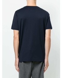 Мужская темно-синяя футболка с круглым вырезом с украшением от Fendi