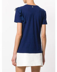 Женская темно-синяя футболка с круглым вырезом с украшением от Twin-Set