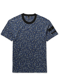 Мужская темно-синяя футболка с круглым вырезом с цветочным принтом от McQ