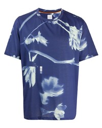 Мужская темно-синяя футболка с круглым вырезом с цветочным принтом от Paul Smith