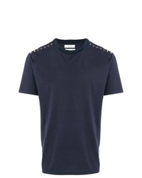 Мужская темно-синяя футболка с круглым вырезом с шипами от Valentino