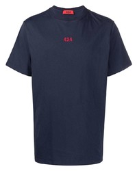 Мужская темно-синяя футболка с круглым вырезом от 424
