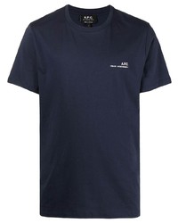 Мужская темно-синяя футболка с круглым вырезом от A.P.C.