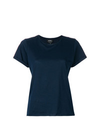 Женская темно-синяя футболка с круглым вырезом от A.P.C.