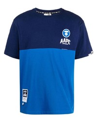 Мужская темно-синяя футболка с круглым вырезом от AAPE BY A BATHING APE