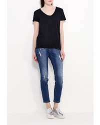 Женская темно-синяя футболка с круглым вырезом от adL