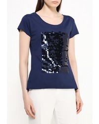 Женская темно-синяя футболка с круглым вырезом от adL