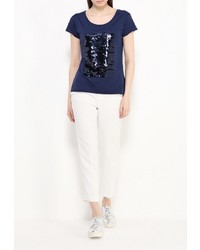 Женская темно-синяя футболка с круглым вырезом от adL