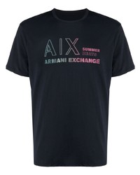 Мужская темно-синяя футболка с круглым вырезом от Armani Exchange