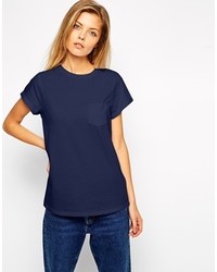 Женская темно-синяя футболка с круглым вырезом от Asos
