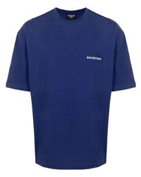 Мужская темно-синяя футболка с круглым вырезом от Balenciaga