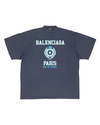 Мужская темно-синяя футболка с круглым вырезом от Balenciaga