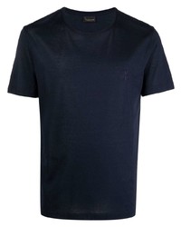 Мужская темно-синяя футболка с круглым вырезом от Billionaire
