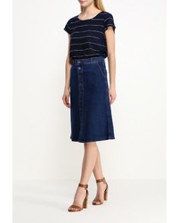 Женская темно-синяя футболка с круглым вырезом от Broadway