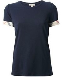 Женская темно-синяя футболка с круглым вырезом от Burberry