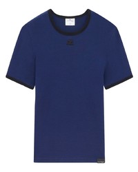 Мужская темно-синяя футболка с круглым вырезом от Courrèges