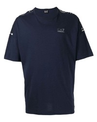 Мужская темно-синяя футболка с круглым вырезом от Ea7 Emporio Armani