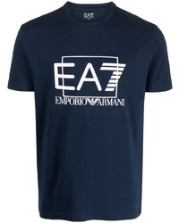 Мужская темно-синяя футболка с круглым вырезом от Ea7 Emporio Armani