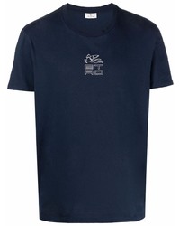 Мужская темно-синяя футболка с круглым вырезом от Etro