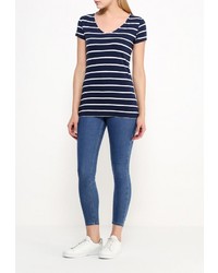 Женская темно-синяя футболка с круглым вырезом от FIVE seasons