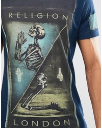 Мужская темно-синяя футболка с круглым вырезом от Religion