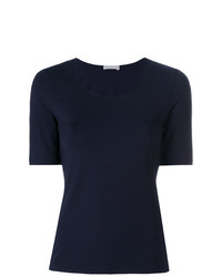Женская темно-синяя футболка с круглым вырезом от Le Tricot Perugia