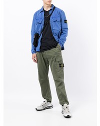 Мужская темно-синяя футболка с круглым вырезом от Stone Island