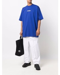 Мужская темно-синяя футболка с круглым вырезом от Vetements