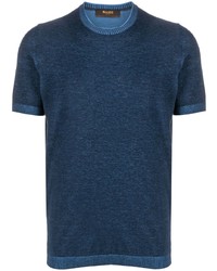 Мужская темно-синяя футболка с круглым вырезом от Moorer