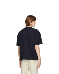 Мужская темно-синяя футболка с круглым вырезом от Deveaux New York