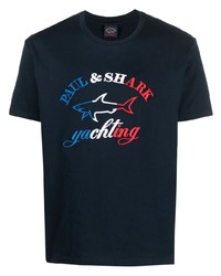 Мужская темно-синяя футболка с круглым вырезом от Paul & Shark