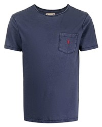 Мужская темно-синяя футболка с круглым вырезом от Polo Ralph Lauren