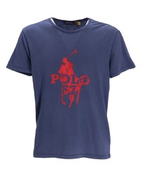 Мужская темно-синяя футболка с круглым вырезом от Polo Ralph Lauren