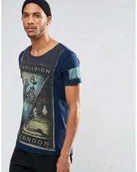 Мужская темно-синяя футболка с круглым вырезом от Religion