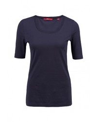Женская темно-синяя футболка с круглым вырезом от s.Oliver