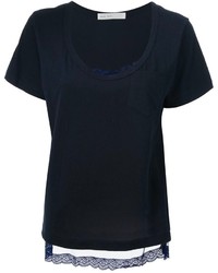 Женская темно-синяя футболка с круглым вырезом от Sacai