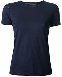 Женская темно-синяя футболка с круглым вырезом от Salvatore Ferragamo