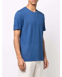 Мужская темно-синяя футболка с круглым вырезом от 120% Lino