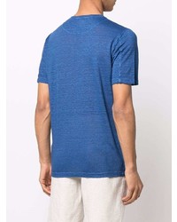 Мужская темно-синяя футболка с круглым вырезом от 120% Lino