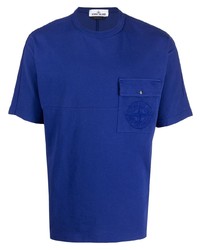 Мужская темно-синяя футболка с круглым вырезом от Stone Island