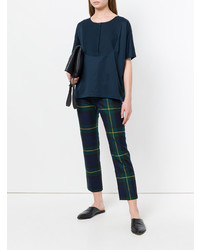 Женская темно-синяя футболка с круглым вырезом от Fay