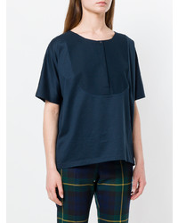 Женская темно-синяя футболка с круглым вырезом от Fay