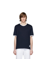 Мужская темно-синяя футболка с круглым вырезом от Thom Browne