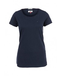 Женская темно-синяя футболка с круглым вырезом от Tommy Hilfiger Denim