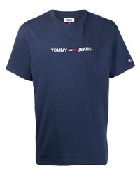 Мужская темно-синяя футболка с круглым вырезом от Tommy Jeans