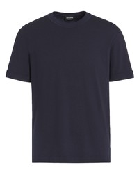 Мужская темно-синяя футболка с круглым вырезом от Zegna