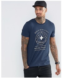 Мужская темно-синяя футболка с принтом от Asos